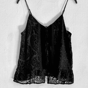 Sexy Black Velour Sleeveless Tank Top Size M